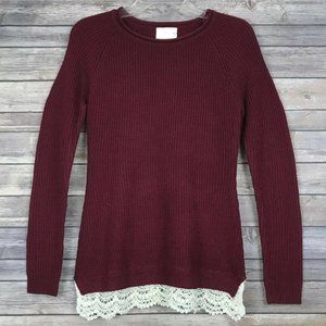 Anthropologie Rose Lace Trimmed Sweater - size M